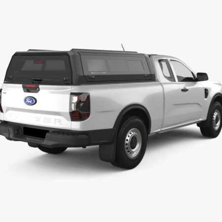RhinoMan Xtreme Matt Black Алуминиев хардтоп за Ford Ranger Extra Cab (2023+) – Повдигащи се странични прозорци и повдигащ се заден прозорец