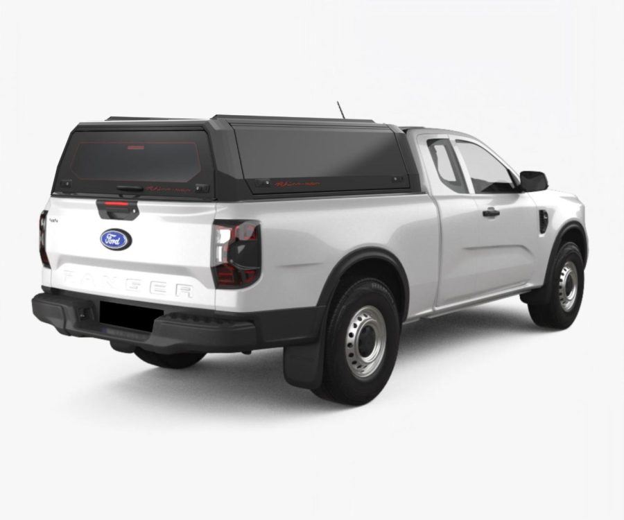 RhinoMan Xpedition Matt Black Алуминиев хардтоп за Ford Ranger Extra Cab (2023+) – Повдигащи се странични капаци и повдигащ се заден прозорец