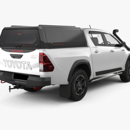 RhinoMan Xpedition Matt Black Алуминиев хардтоп за Toyota Hilux Double Cab (2016–2025) – Повдигащи се странични капаци и повдигащ се заден прозорец
