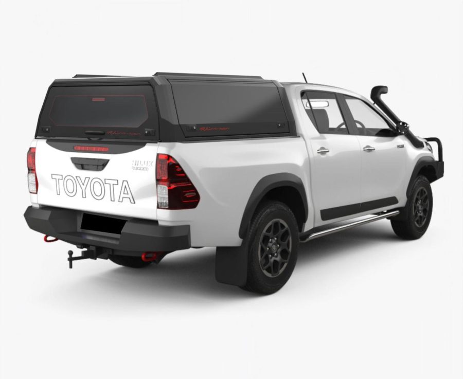 RhinoMan Xpedition Matt Black Алуминиев хардтоп за Toyota Hilux Double Cab (2016–2025) – Повдигащи се странични капаци и повдигащ се заден прозорец