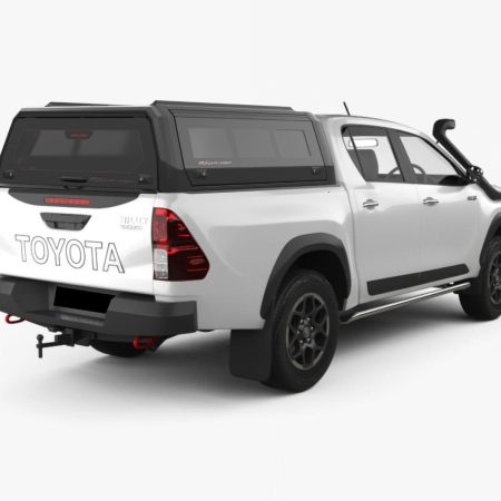 RhinoMan Xtreme Matt Black Алуминиев хардтоп за Toyota Hilux Double Cab (2016–2025) – Повдигащи се странични прозорци и повдигащ се заден прозорец