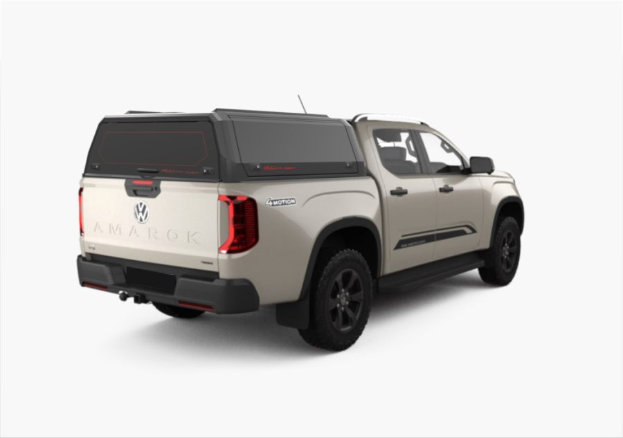 RhinoMan Xpedition Matt Black Алуминиев хардтоп за Volkswagen Amarok Double Cab (2023+) – Повдигащи се странични капаци и повдигащ се заден прозорец