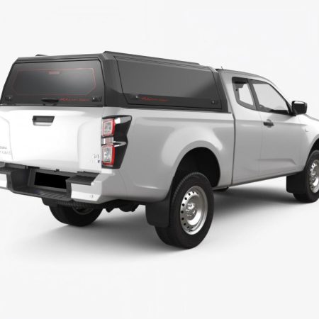 RhinoMan Xpedition Matt Black Алуминиев хардтоп за Isuzu D-Max Extra Cab (2020–2024) – Повдигащи се странични капаци и повдигащ се заден прозорец