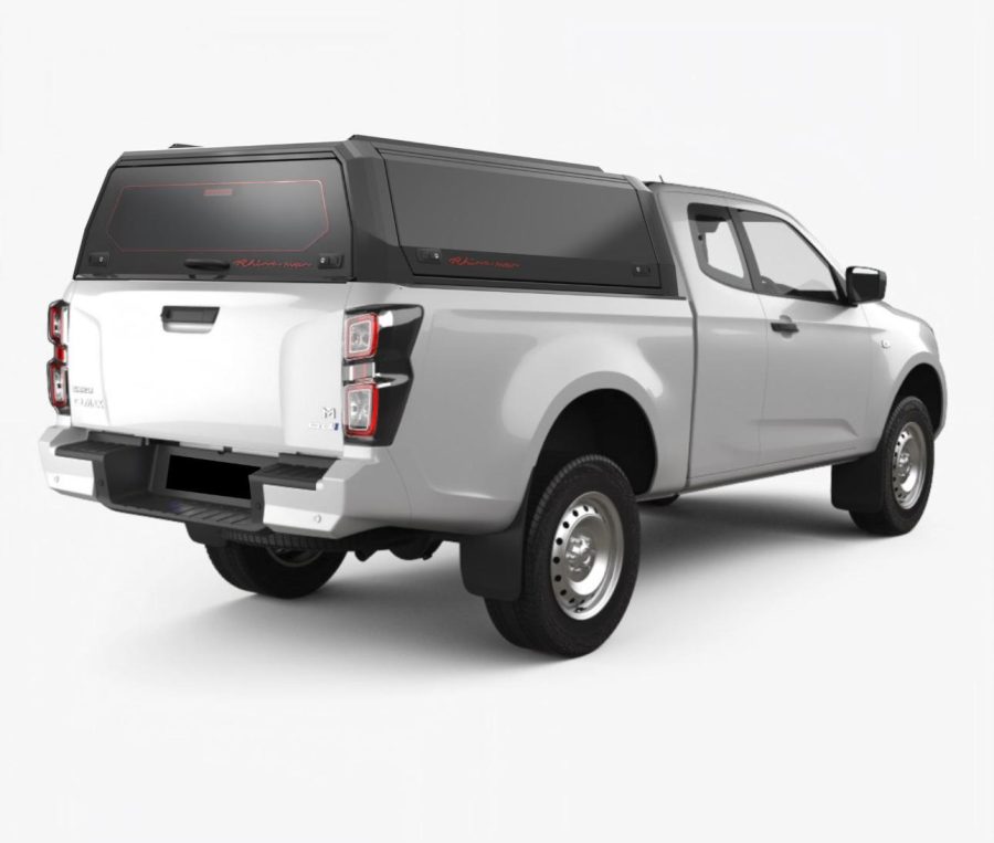 RhinoMan Xpedition Matt Black Алуминиев хардтоп за Isuzu D-Max Extra Cab (2020–2024) – Повдигащи се странични капаци и повдигащ се заден прозорец