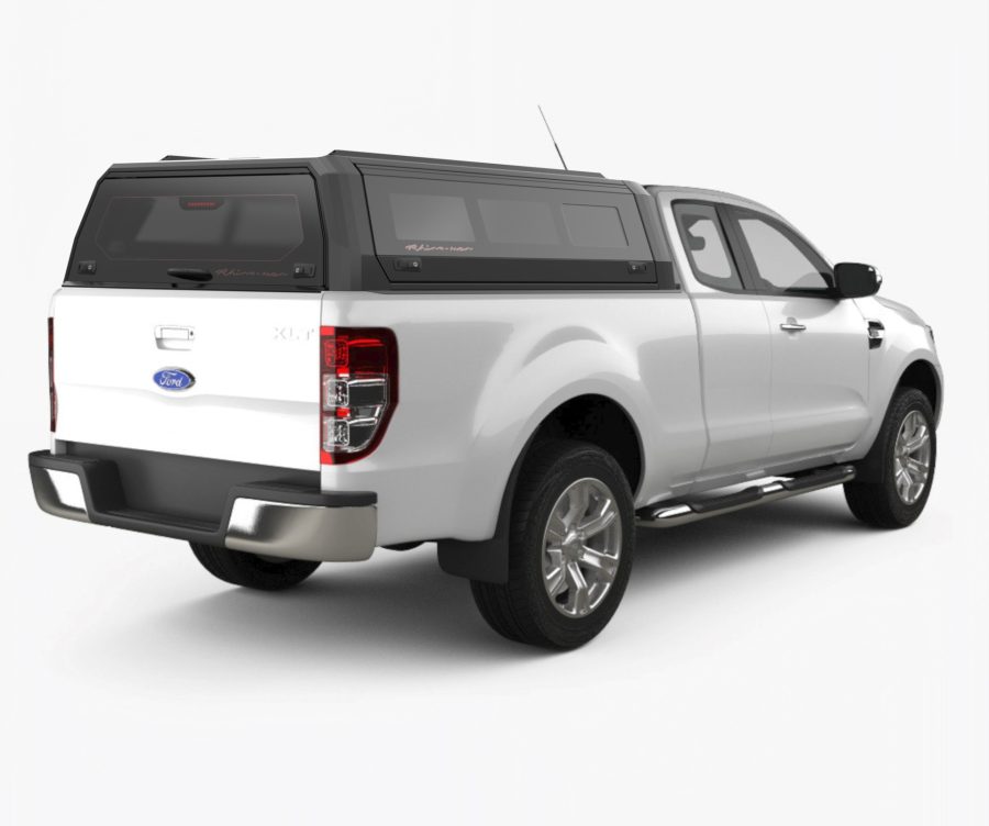 RhinoMan Xtreme Алуминиев хардтоп за Ford Ranger Extra Cab (2012–2022) – Повдигащи се странични прозорци и повдигащ се заден прозорец