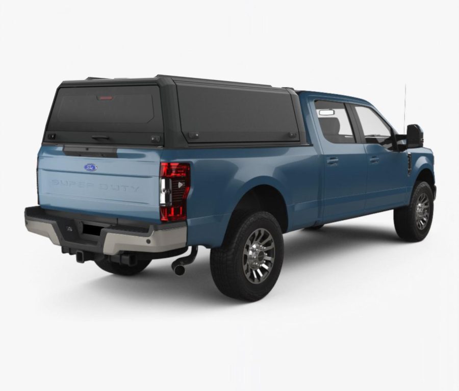 RhinoMan Xpedition Matt Black Алуминиев хардтоп за Ford F-250 6.75 ft (2022+) – Повдигащи се странични капаци и повдигащ се заден прозорец