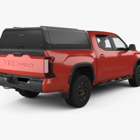 RhinoMan Xpedition Matt Black Алуминиев хардтоп за Toyota Tundra 5.5 ft (2007–2021) – Повдигащи се странични капаци и повдигащ се заден прозорец