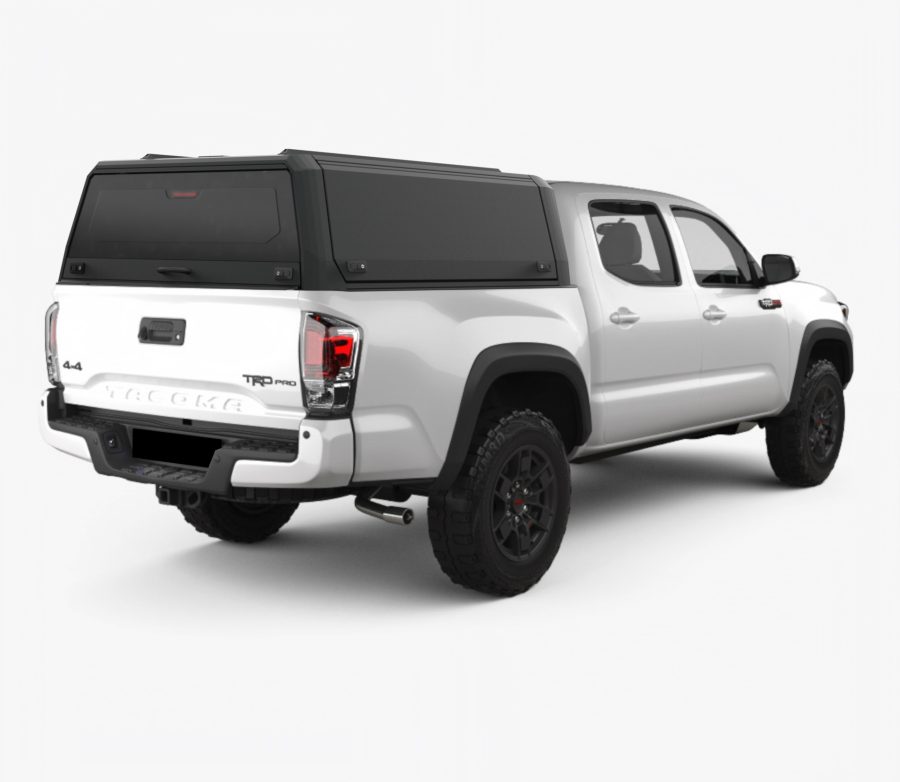 RhinoMan Xpedition Matt Black Алуминиев хардтоп за Toyota Tacoma 5 ft (2016–2023) – Повдигащи се странични капаци и повдигащ се заден прозорец