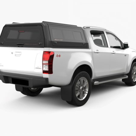 RhinoMan Xtreme Matt Black Алуминиев хардтоп за Isuzu D-Max Double Cab (2012–2020) – Повдигащи се странични прозорци и повдигащ се заден прозорец
