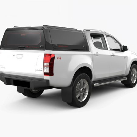 RhinoMan Xpedition Matt Black Алуминиев хардтоп за Isuzu D-Max Double Cab (2025+) – Повдигащи се странични капаци и повдигащ се заден прозорец