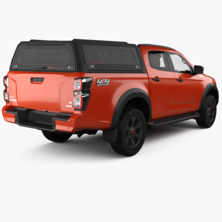 RhinoMan Xtreme Matt Black Алуминиев хардтоп за Isuzu D-Max Double Cab (2025+) – Повдигащи се странични прозорци и повдигащ се заден прозорец