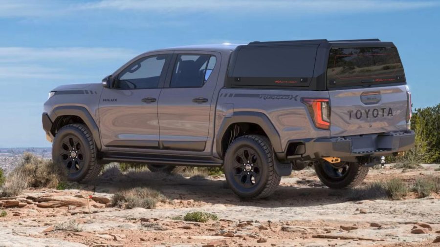 RhinoMan Xpedition Matt Black Алуминиев хардтоп за Toyota Hilux Double Cab (2026+) – Повдигащи се странични капаци и повдигащ се заден прозорец