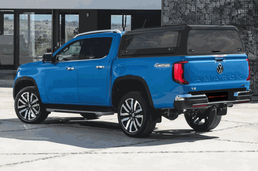 RhinoMan Xtreme Matt Black Алуминиев хардтоп за Volkswagen Amarok Double Cab (2023+) – Повдигащи се странични прозорци и повдигащ се заден прозорец