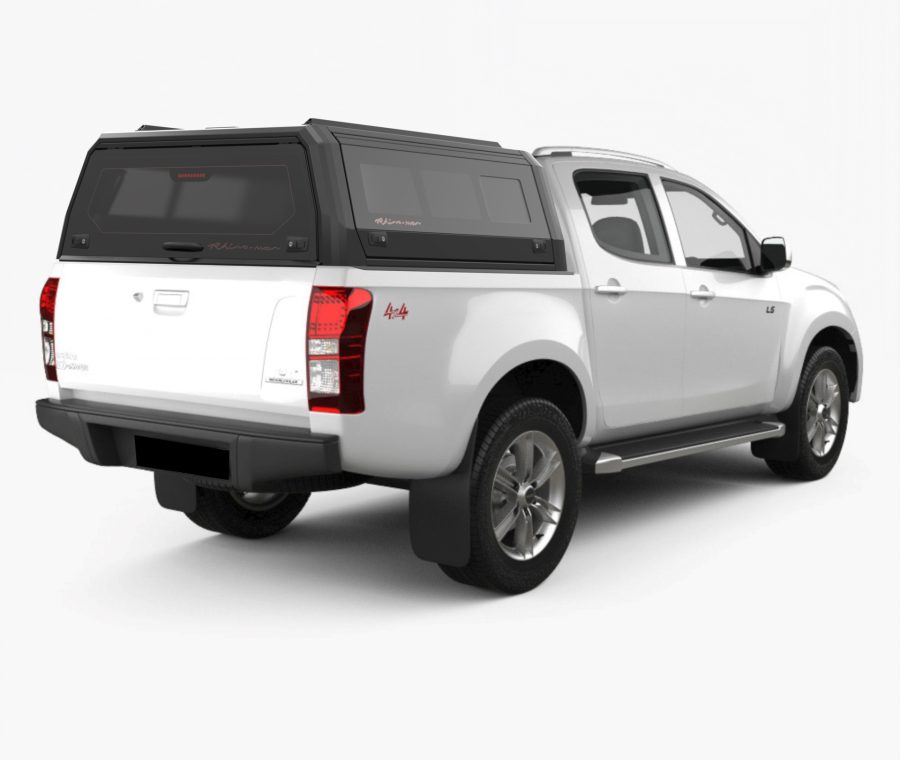 RhinoMan Xtreme Matt Black Алуминиев хардтоп за Isuzu D-Max Double Cab (2025+) – Повдигащи се странични прозорци и повдигащ се заден прозорец