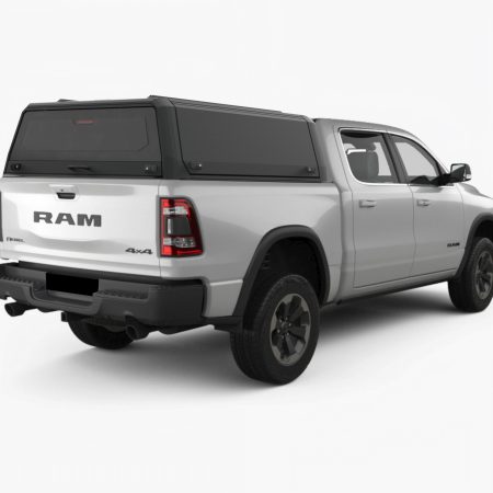 RhinoMan Xpedition Matt Black Алуминиев хардтоп за Ram 1500 Gen 5 5.7 ft (2019+) – Повдигащи се странични капаци и повдигащ се заден прозорец