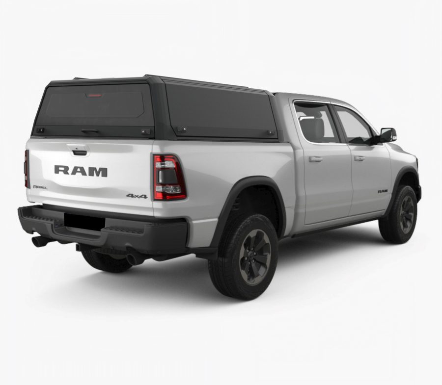 RhinoMan Xpedition Matt Black Алуминиев хардтоп за Ram 1500 Gen 5 5.7 ft (2019+) – Повдигащи се странични капаци и повдигащ се заден прозорец