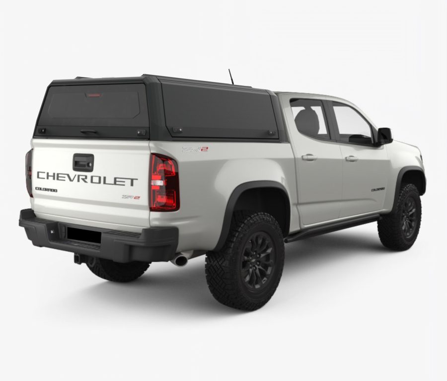 RhinoMan Xpedition Алуминиев хардтоп за Chevrolet Colorado 5 ft (2022+) – Повдигащи се странични капаци и повдигащ се заден прозорец