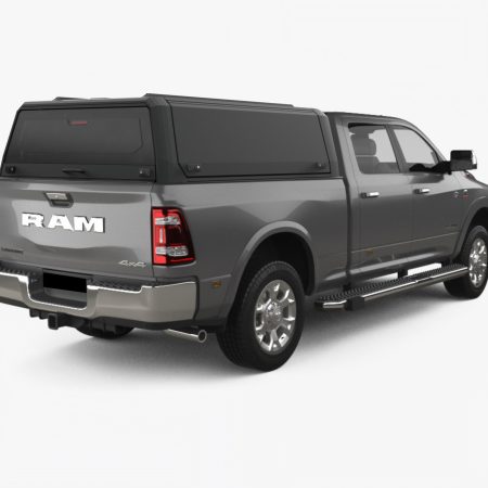 RhinoMan Xpedition Matt Black Алуминиев хардтоп за Ram 1500 & 2500 Gen 5 6.4 ft (2019+) – Повдигащи се странични капаци и повдигащ се заден прозорец
