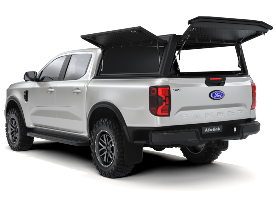 Alu-Cab Guard Aluminum Canopy for Ford Ranger Double Cab (2023+) – Black / Tread Plate