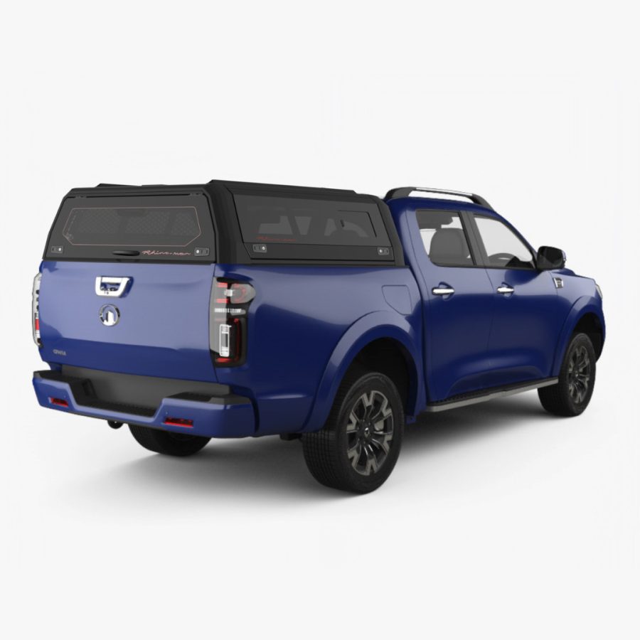 RhinoMan Xtreme Алуминиев хардтоп за GWM P-Series Double Cab (2019+) – Повдигащи се странични прозорци и повдигащ се заден прозорец