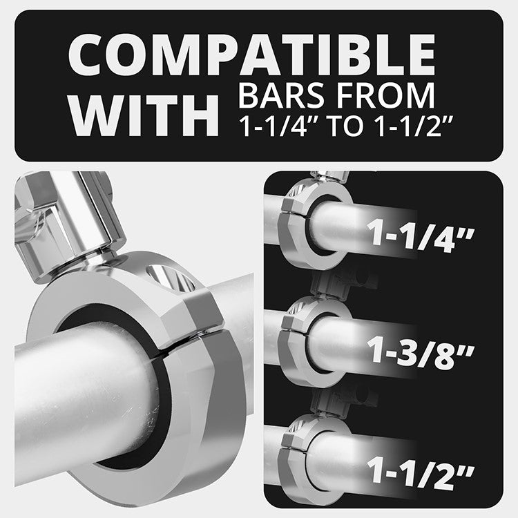 Универсална скоба BC3 за тръби 1-1/4"–1-1/2" Tackform – хром – топка 20 мм и dovetail – с включени втулки
