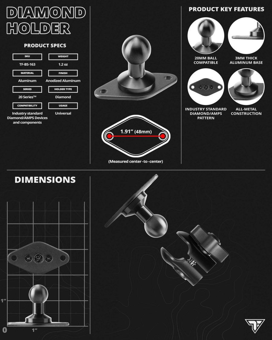 AM11-DA – основа за пробиване с AMPS Tackform – рамо 3.5" – държач Diamond