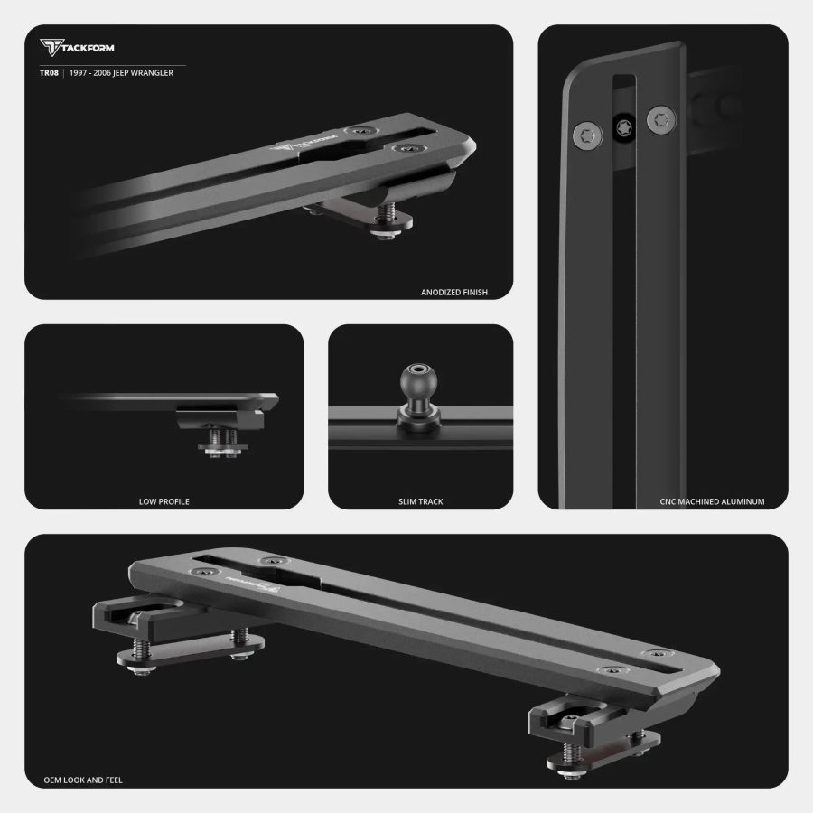 Стойка за табло Tackform Slim Track – Jeep Wrangler TJ (1997–2006)